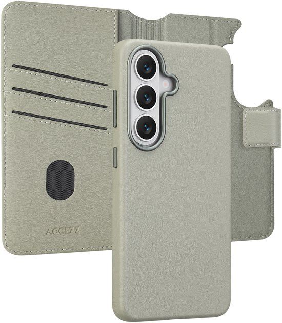 Accezz Leather Bookcase 2-in-1 met MagSafe voor de Samsung Galaxy S26 - Light Grey