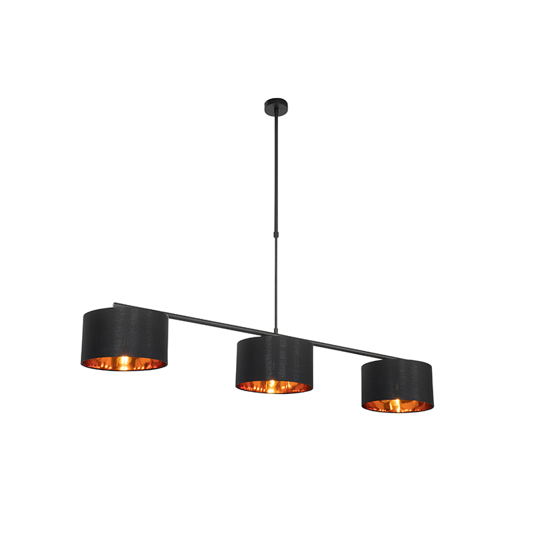QAZQA Moderne hanglamp zwart met goud 3-lichts - VT 3
