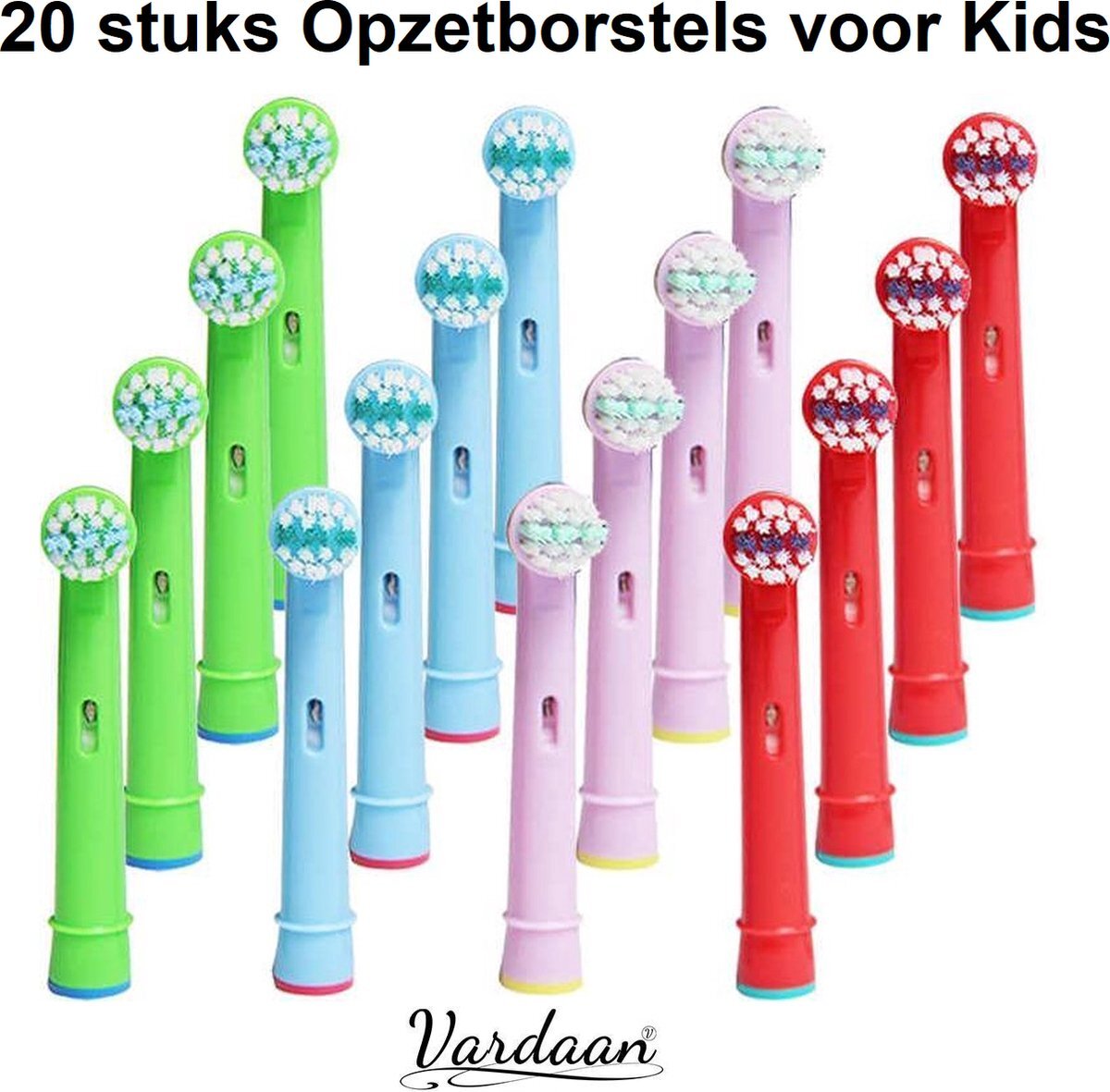 Vardaan EB-10A Opzetborstels Voor Kids - 20 stuks Opzetborstel Voor Elektrische Tandenborstels - Oral-B - Zachte Borstelharen - Junior Elektrische Tandenborstel - Mondhygiëne - 20x