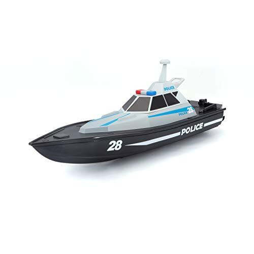Bauer Spielwaren M82196 Tech R/C politieboot: op afstand bestuurde speelgoedboot in politie-look, 35 meter bereik, accu met USB-oplaadfunctie, 34 cm, zwart -582196