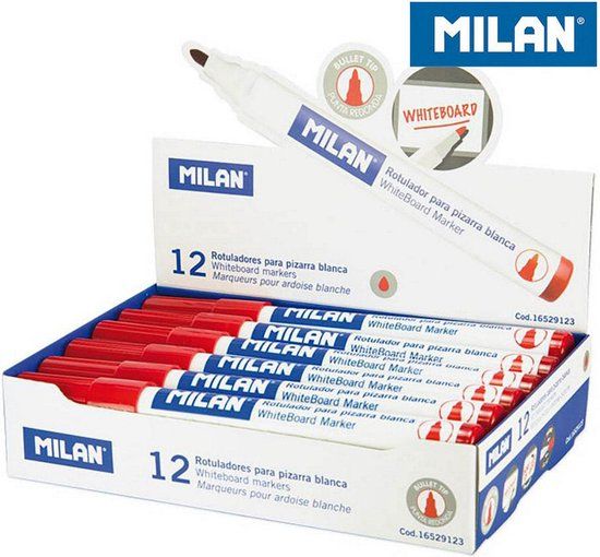 Milan Whiteboard Markers - Red - 12 Pack