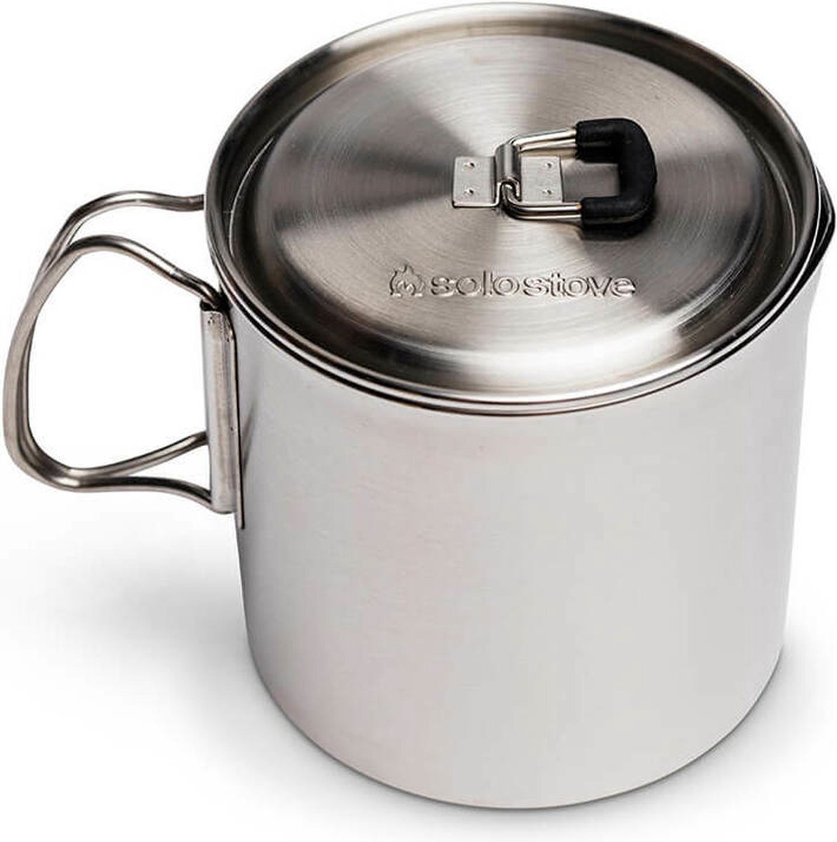 Solo Stove Solo Stove-pan 900 ml incl. Nylon zak, roestvrijstalen kookgerei voor backpackers, markeringen voor oz en ml, schenktuit, deksel en uitklapbare handvaten, 11,9 x 11,5 cm, inhoud: 900 ml, 200 g