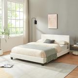 Houten bed Aron kunstleer met bedbodem 140x200 cm wit