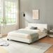 Houten bed Aron kunstleer met bedbodem 140x200 cm wit