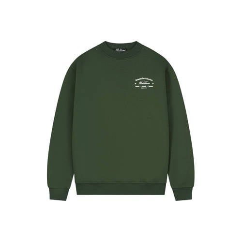 Malelions oversized sweater met backprint - donkergroen