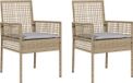 vidaXL Tuinstoel 2 st Beige Poly Rattan Inclusief Kussen Hout Volwassenen Ja