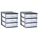 EDA 2x stuks ladenkast/bureau organizers zwart stapelbaar A4 met 3x lades L26 x B36 x H28 cm - Ladenblokken