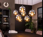 LT-Luce Hanglamp Bubble Shaded 7 Lichts 110cm - Metaal - Oud Zilver