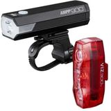 Cateye Ampp900 + Viz300 Verlichtingsset - Fiets Verlichting - Lumen: 900/300 - Stuurdiameter: 22-35mm - USB Oplaadbaar - Zwart/Rood