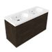 Saniclass Holz Frame Badkamermeubelset - 120x45x63.5cm - Palermo keramische wastafel wit - 2 wasbakken - zonder kraangaten - 2 lades - mat eiken charcoal (hout) SW1578607/SW24920