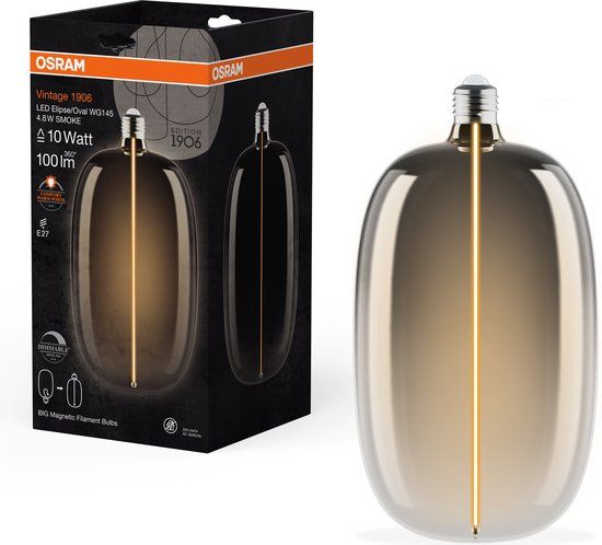 OSRAM Vintage 1906 Big Elipse Oval LED Lamp - E27 - 4.8W - 100lm - Dimmable - Smoke - 1800K
