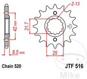 JT Sprockets JTF516.14 14T stalen voortandwiel