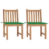 vidaXL Tuinstoelen 4 stuks met kussens massief teakhout Groen