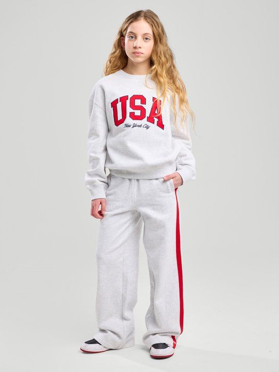 America Today Senna Jr Meisjes Sweater Maat 170/176 Lichtgrijs Melange