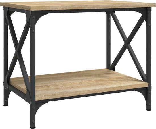 vidaXL Bijzettafel 55x38x45 cm bewerkt hout sonoma eikenkleurig