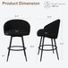 Tabourets de bar - Set de 2 - Hauteur d'assise 64,5 cm - Assise et dossier rembourrés - Cadre en métal - Repose-pieds - Noir