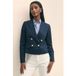 Brooks Brothers Blazer court croisé en gabardine bleu marine Taille : 8