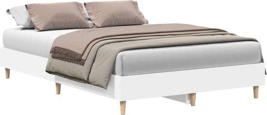 vidaXL Bedframe zonder matras 140x190 cm spaanplaat wit