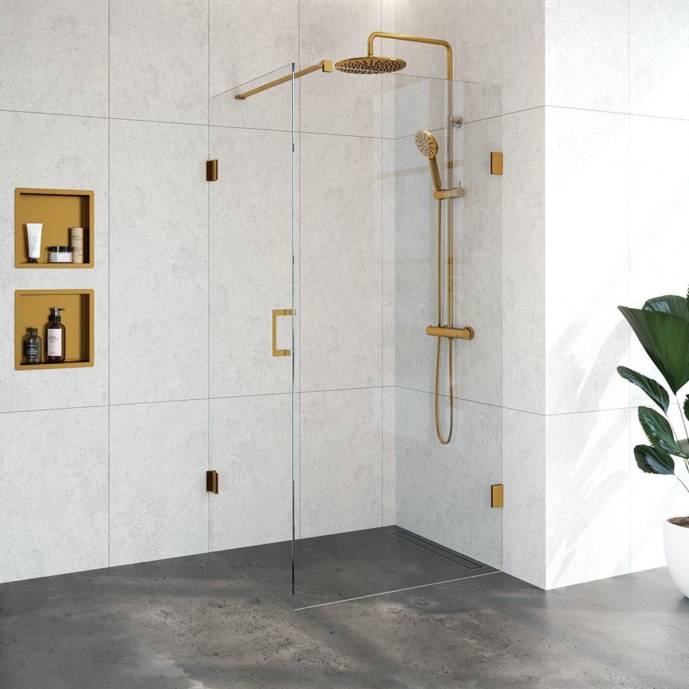 Tapo Creative rechthoekige douchecabine 2 delig 100x80 goud