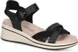 Caprice Dames Sandaaltje 9-28304-46 019 H-breedte Zwart Leer Plateau Sleehak Klittenband 36 EU