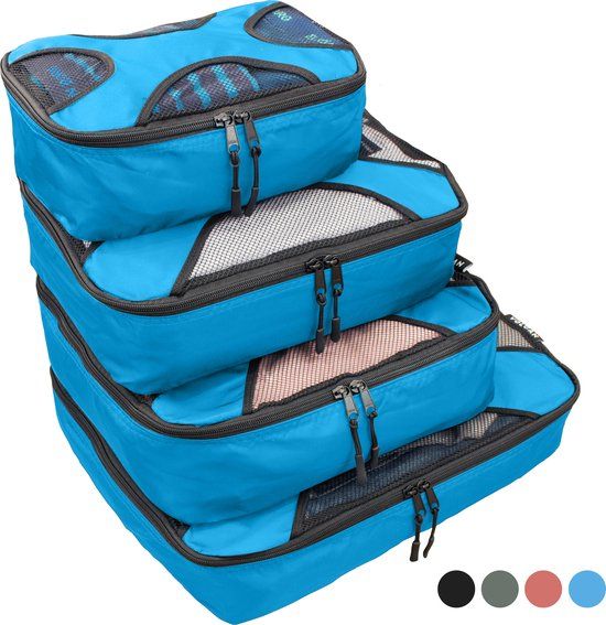 Volcan Packing Cubes - Koffer Organizer Set - Backpack en Koffer - 4 Delig - Travel Cubes - Blauw