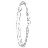 Lucardi Dames Gerecycled stalen armband dubbel - Armband - Staal - Zilverkleurig - 20 cm
