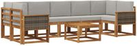 vidaXL Hoek loungeset 7 zitplekken Naturel en lichtgrijs Acacia hout
