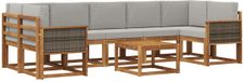 vidaXL Hoek loungeset 7 zitplekken Naturel et gris clair Acacia bois