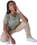 Project X Paris Dames T-shirt met geborduurd logo, Kaki/Groen, Katoen/Polyester, Maat XS