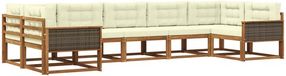 vidaXL Hoek loungeset 7-delig Naturel et Crème Acacia Bois