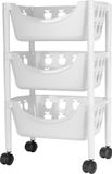 Juypal Hogar Juypal Keukentrolley met appelmotief - 3-laags - wit - kunststof - 45 x 29,5 x 70,5 cm