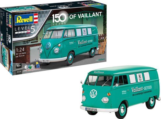 Revell Modelbouwpakket Auto - 05648 150 years of Vaillant - Volkswagen T1 Bus - Geschenkset Plastic - 1:24 - Modelbouw
