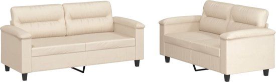 vidaXL 2-delige Loungeset met kussens microvezelstof beige