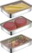 Ensemble de glacières 3 glacières en acier inoxydable pour charcuterie, réfrigérateur à viande, glacière pour charcuterie, organisateur de réfrigérateur, conteneurs à viande en acier inoxydable avec couvercle pour fromage et viande (20 * 14 * 4 cm)