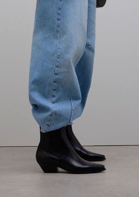 Sacha - Dames - Zwarte leren western laarsjes - Maat 40