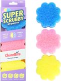 CleanRite Super Scrubby Schuursponsjes Krasvrij - Schoonmaak Spons - Badkamer - Keuken - Schrobber - 3x