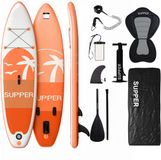 Supper SB E-commerce Supper Sup Board XL - Max. 220KG - Opblaasbaar – Paddle Board – Waterdicht Telefoonhoesje – Zitje - Pomp – Vin – Leash – Draagtas – 335 x 81 cm - Oranje