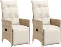 vidaXL Tuinstoelen - 2 stuks - Verstelbaar - Met kussens - Polyrattan - Beige