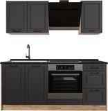 Vicco Eenpersoonskeuken R-Line, Antraciet landelijk/Goudkleurig Eiken, 180 cm zonder werkblad