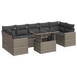 vidaXL Loungeset 8-delig met kussens, polyrotan, grijs