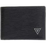 GUESS Milano Portefeuille en cuir noir avec porte-cartes amovible, 11 x 8 x 2 cm, 7 emplacements pour cartes de crédit