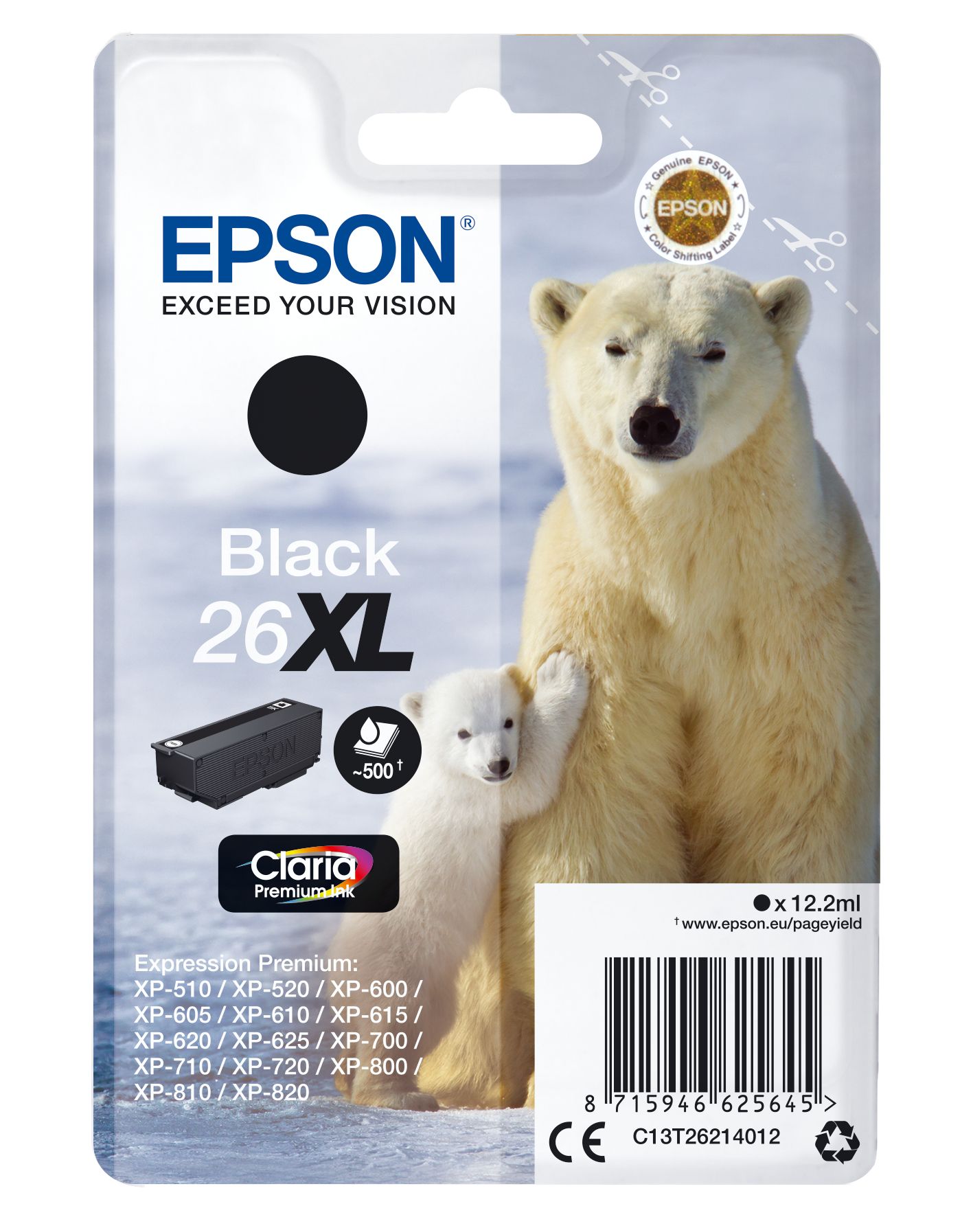 Epson 26XL Black Claria Premium Ink Cartridge - C13T26214022