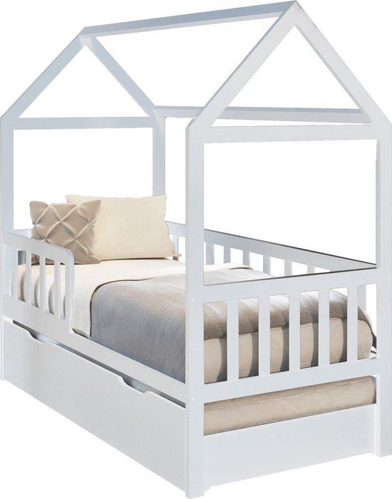 Viking Choice Bedhuis - peuter bed 160x80 cm - met bedlade en logeerbed - wit - 8720602875920