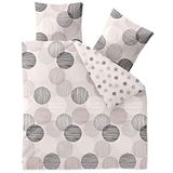 CelinaTex Touchme flanellen beddengoed, 200 x 200 cm, 3-delig katoenen dekbedovertrek, Filia stippen, beige, wit, grijs, antraciet