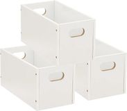 5five Opbergmand/kastmand van hout - Set van 3x stuks - wit - 7 Liter - 31 x 15 x 15 cm
