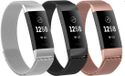 KELERINO. 3 PACK Milanees Bandjes Zilver Zwart & Rose Gold voor FitBit Charge 3 - Small - RVS Bandje - fitbit charge