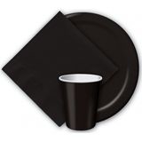 Haza Uni kleur tafel servetten - zwart - 40x stuks - 33 x 33 cm - Papier - diner tafel versiering/decoratie