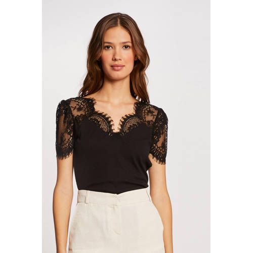Morgan Top with Lace - Black