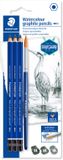 STAEDTLER Design Journey Lumograph Aquarell - 3 potloden met penseel
