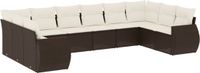 vidaXL 10-delige Loungeset met Kussens Poly Rattan Bruin